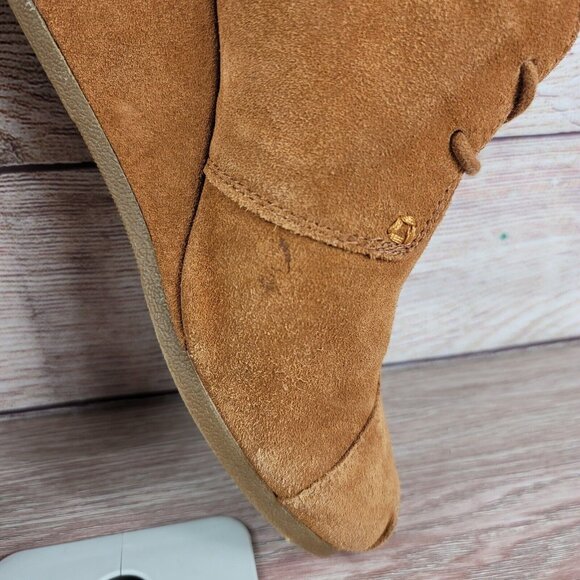Toms Desert Hidden Wedge Ankle Booties Women's Size 8 Suede Lace Heel Shoes - Picture 7 of 11